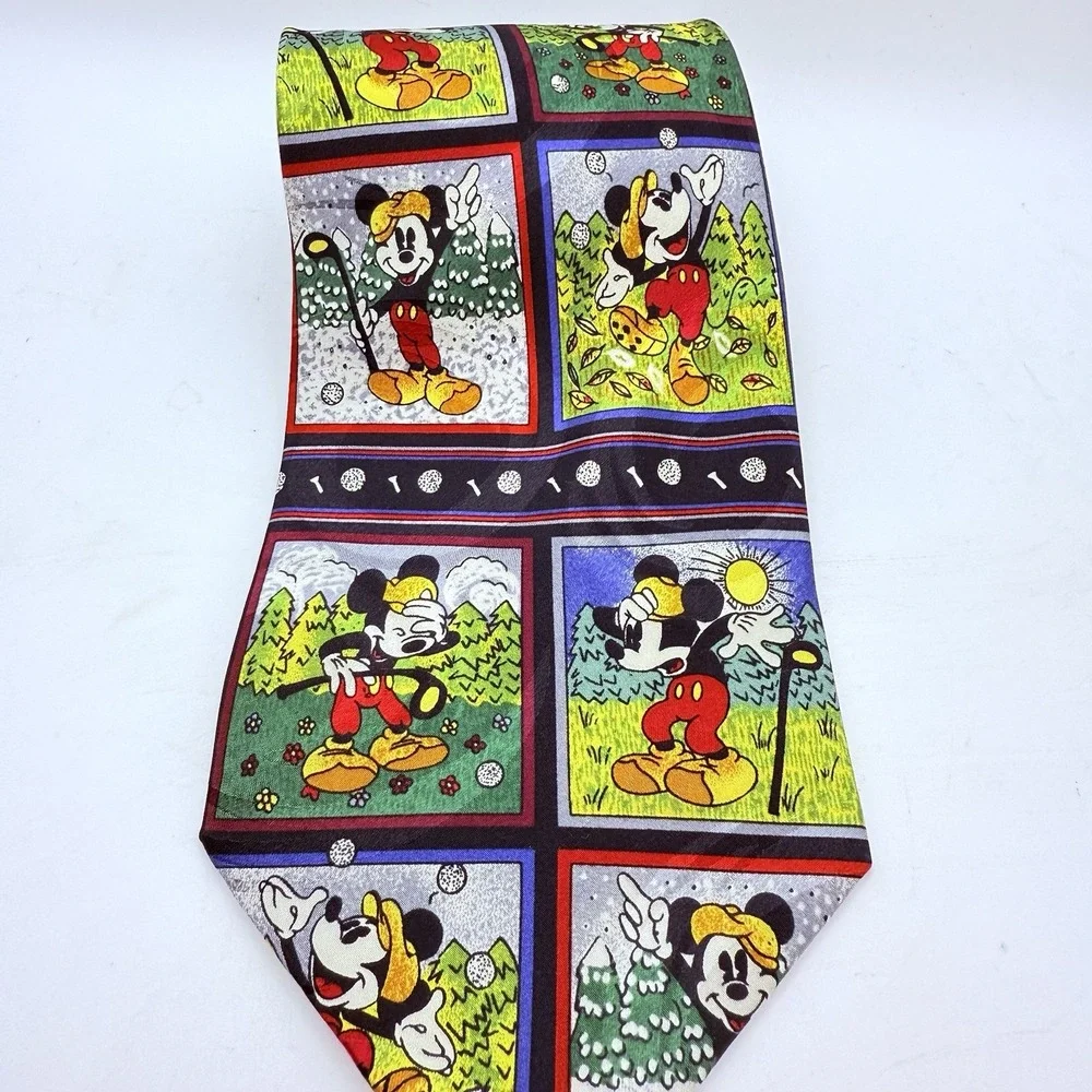 Mickey Mouse Playing Golf Golfer Golfing Tie by Mickey Unlimited‎ Disney Silk